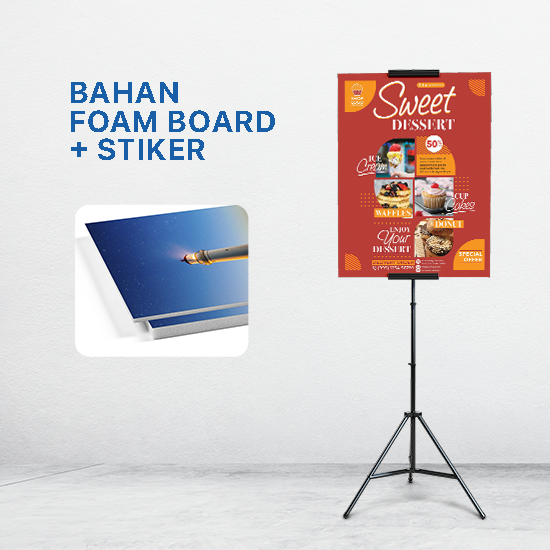 Tripod Display 40 x 60 cm - Bahan Foam Board 5mm + Sticker 3